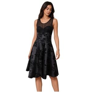 Ultra Flirt‎ Sz M Floral Velvet Mini Dress Black Mesh Detail Party Women's